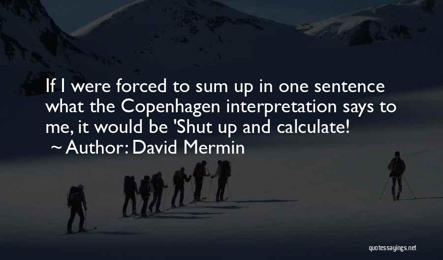 David Mermin Quotes: If I Were Forced To Sum Up In One Sentence What The Copenhagen Interpretation Says To Me, It Would Be