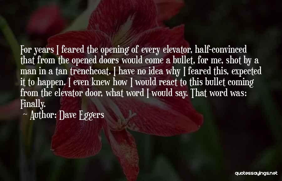 Dave Eggers Quotes: For Years I Feared The Opening Of Every Elevator, Half-convinced That From The Opened Doors Would Come A Bullet, For