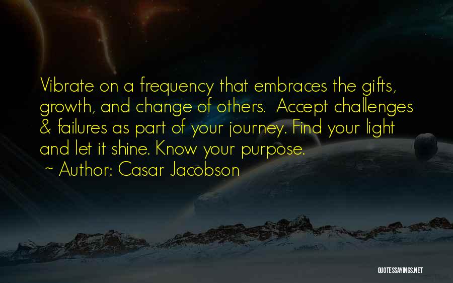 Casar Jacobson Quotes: Vibrate On A Frequency That Embraces The Gifts, Growth, And Change Of Others. Accept Challenges & Failures As Part Of