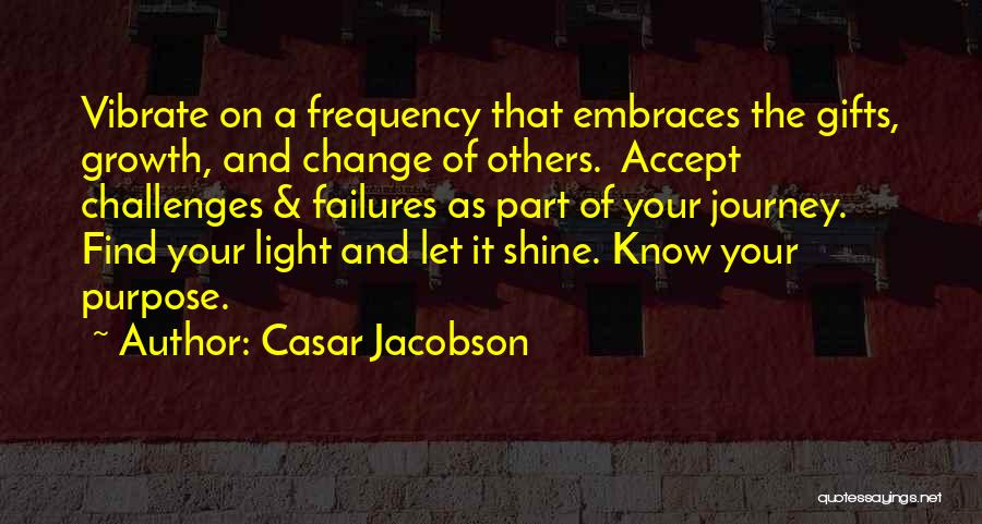 Casar Jacobson Quotes: Vibrate On A Frequency That Embraces The Gifts, Growth, And Change Of Others. Accept Challenges & Failures As Part Of