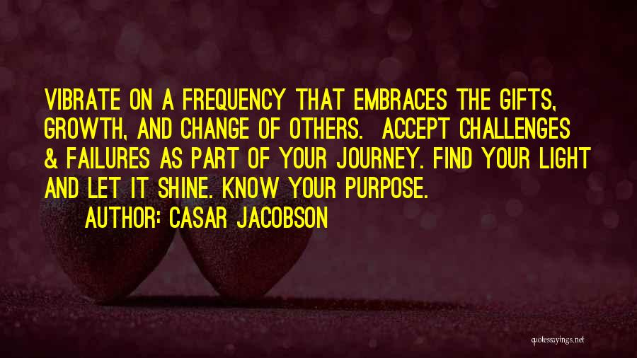 Casar Jacobson Quotes: Vibrate On A Frequency That Embraces The Gifts, Growth, And Change Of Others. Accept Challenges & Failures As Part Of