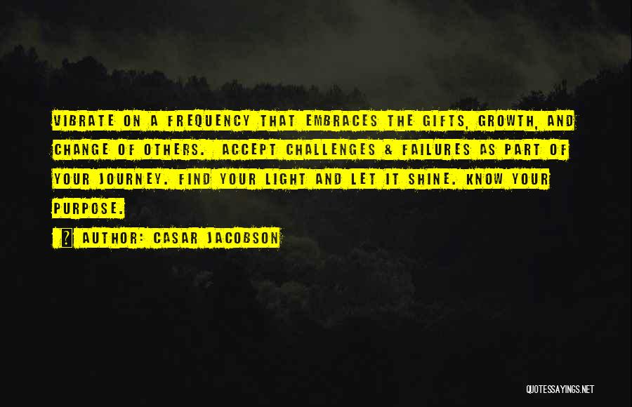 Casar Jacobson Quotes: Vibrate On A Frequency That Embraces The Gifts, Growth, And Change Of Others. Accept Challenges & Failures As Part Of