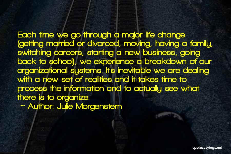 Julie Morgenstern Quotes: Each Time We Go Through A Major Life Change (getting Married Or Divorced, Moving, Having A Family, Switching Careers, Starting