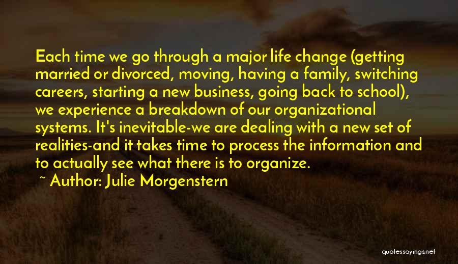 Julie Morgenstern Quotes: Each Time We Go Through A Major Life Change (getting Married Or Divorced, Moving, Having A Family, Switching Careers, Starting