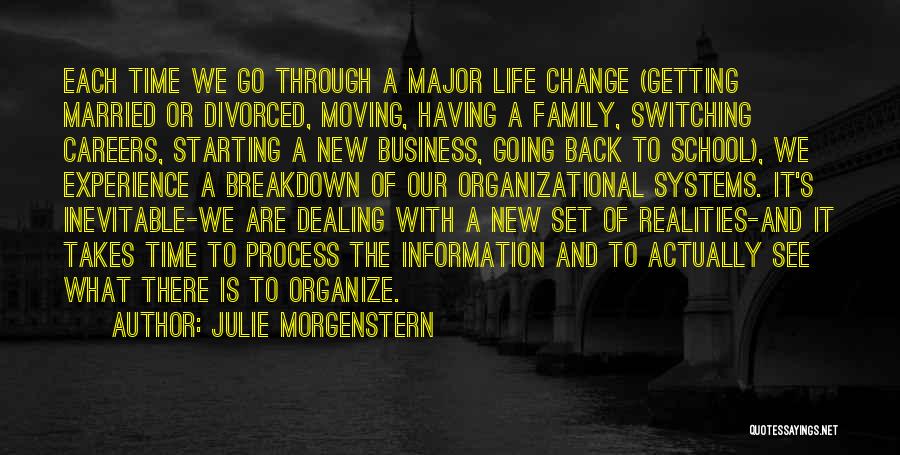 Julie Morgenstern Quotes: Each Time We Go Through A Major Life Change (getting Married Or Divorced, Moving, Having A Family, Switching Careers, Starting