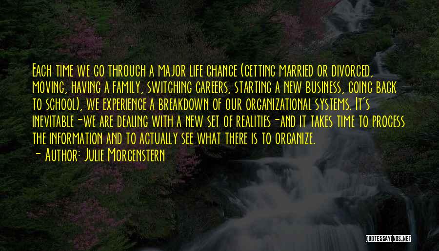 Julie Morgenstern Quotes: Each Time We Go Through A Major Life Change (getting Married Or Divorced, Moving, Having A Family, Switching Careers, Starting