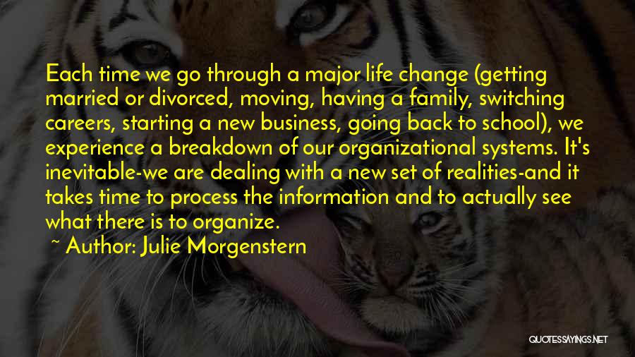 Julie Morgenstern Quotes: Each Time We Go Through A Major Life Change (getting Married Or Divorced, Moving, Having A Family, Switching Careers, Starting