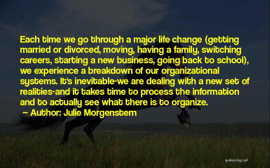 Julie Morgenstern Quotes: Each Time We Go Through A Major Life Change (getting Married Or Divorced, Moving, Having A Family, Switching Careers, Starting