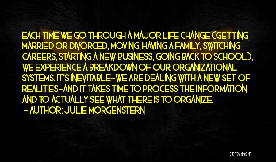 Julie Morgenstern Quotes: Each Time We Go Through A Major Life Change (getting Married Or Divorced, Moving, Having A Family, Switching Careers, Starting