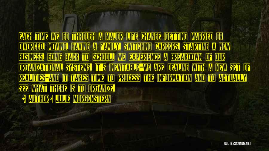 Julie Morgenstern Quotes: Each Time We Go Through A Major Life Change (getting Married Or Divorced, Moving, Having A Family, Switching Careers, Starting