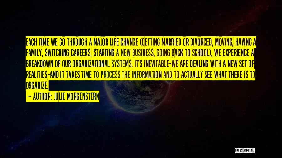 Julie Morgenstern Quotes: Each Time We Go Through A Major Life Change (getting Married Or Divorced, Moving, Having A Family, Switching Careers, Starting