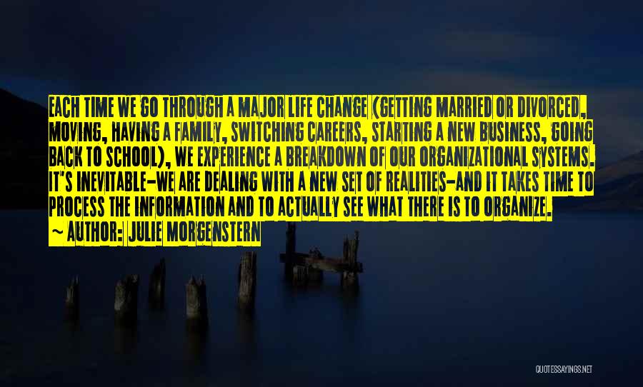 Julie Morgenstern Quotes: Each Time We Go Through A Major Life Change (getting Married Or Divorced, Moving, Having A Family, Switching Careers, Starting