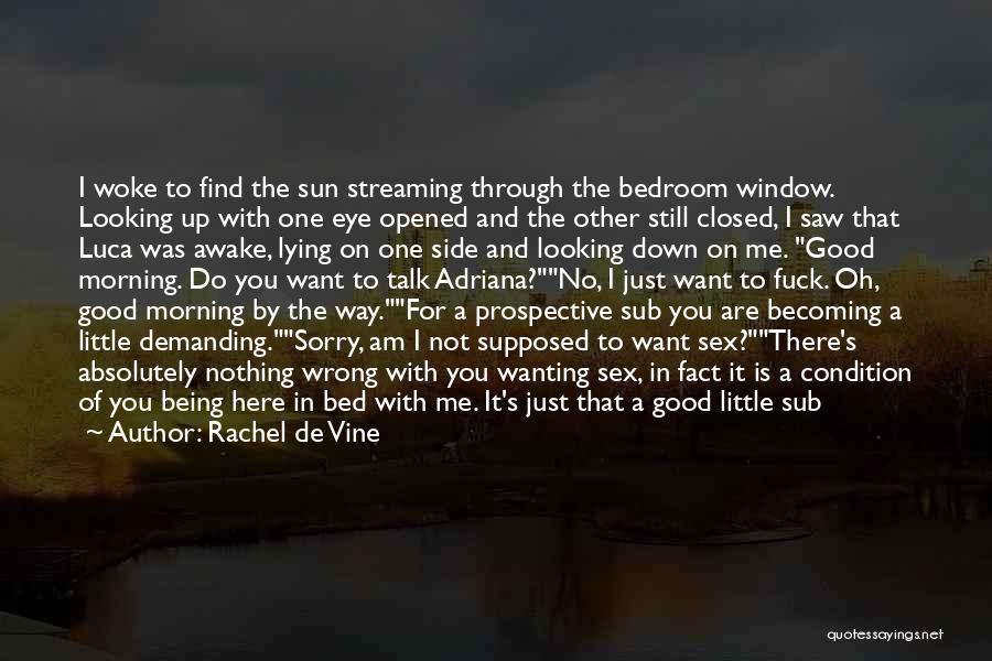 Rachel De Vine Quotes: I Woke To Find The Sun Streaming Through The Bedroom Window. Looking Up With One Eye Opened And The Other