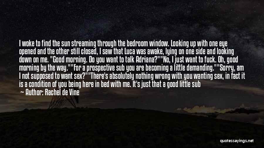 Rachel De Vine Quotes: I Woke To Find The Sun Streaming Through The Bedroom Window. Looking Up With One Eye Opened And The Other