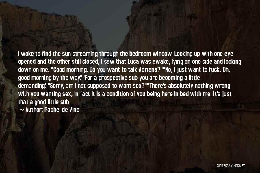 Rachel De Vine Quotes: I Woke To Find The Sun Streaming Through The Bedroom Window. Looking Up With One Eye Opened And The Other