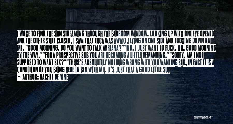 Rachel De Vine Quotes: I Woke To Find The Sun Streaming Through The Bedroom Window. Looking Up With One Eye Opened And The Other