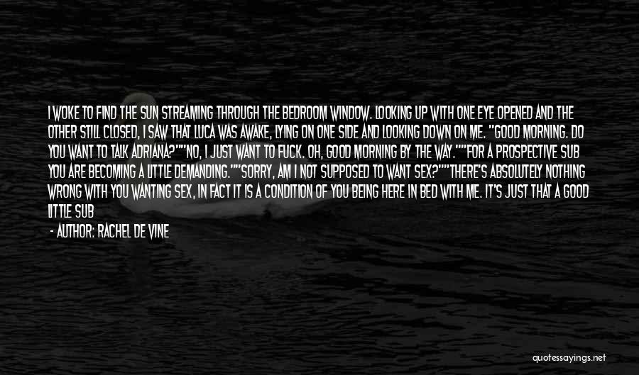 Rachel De Vine Quotes: I Woke To Find The Sun Streaming Through The Bedroom Window. Looking Up With One Eye Opened And The Other