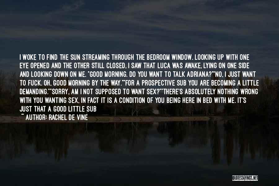 Rachel De Vine Quotes: I Woke To Find The Sun Streaming Through The Bedroom Window. Looking Up With One Eye Opened And The Other