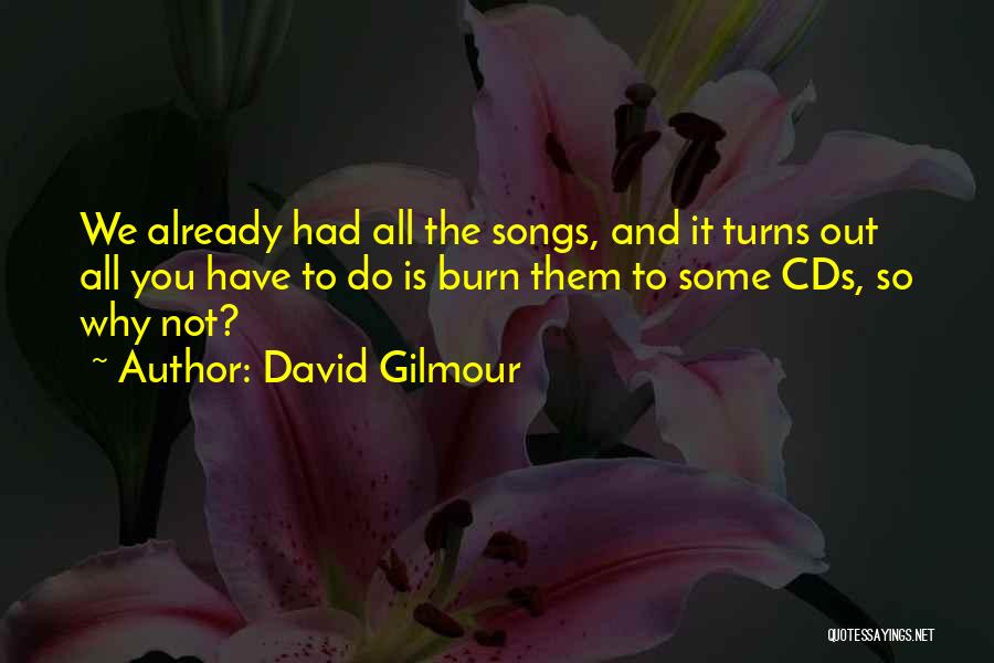 David Gilmour Quotes: We Already Had All The Songs, And It Turns Out All You Have To Do Is Burn Them To Some