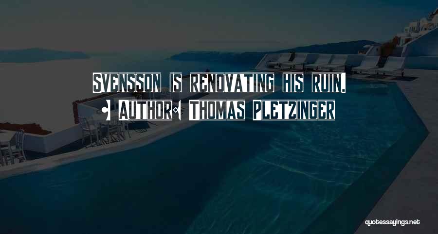 Thomas Pletzinger Quotes: Svensson Is Renovating His Ruin.