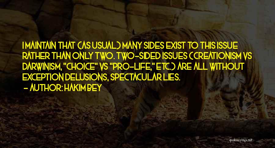 Hakim Bey Quotes: I Maintain That (as Usual) Many Sides Exist To This Issue Rather Than Only Two. Two-sided Issues (creationism Vs Darwinism,