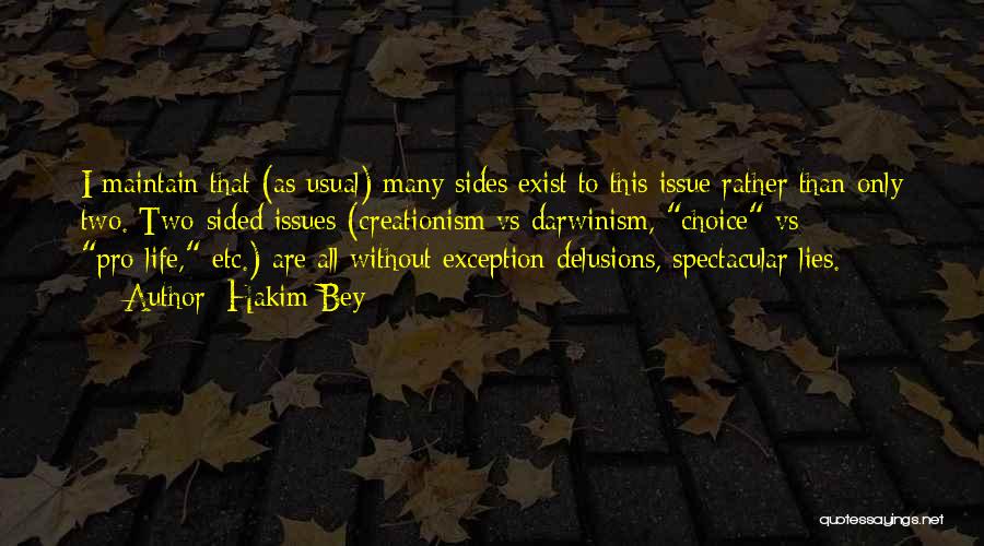 Hakim Bey Quotes: I Maintain That (as Usual) Many Sides Exist To This Issue Rather Than Only Two. Two-sided Issues (creationism Vs Darwinism,