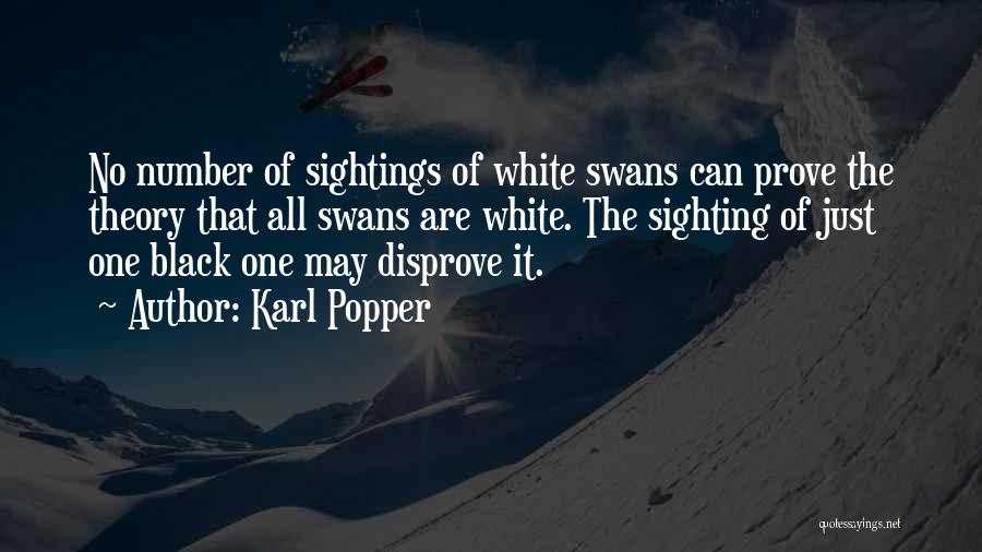 Karl Popper Quotes: No Number Of Sightings Of White Swans Can Prove The Theory That All Swans Are White. The Sighting Of Just