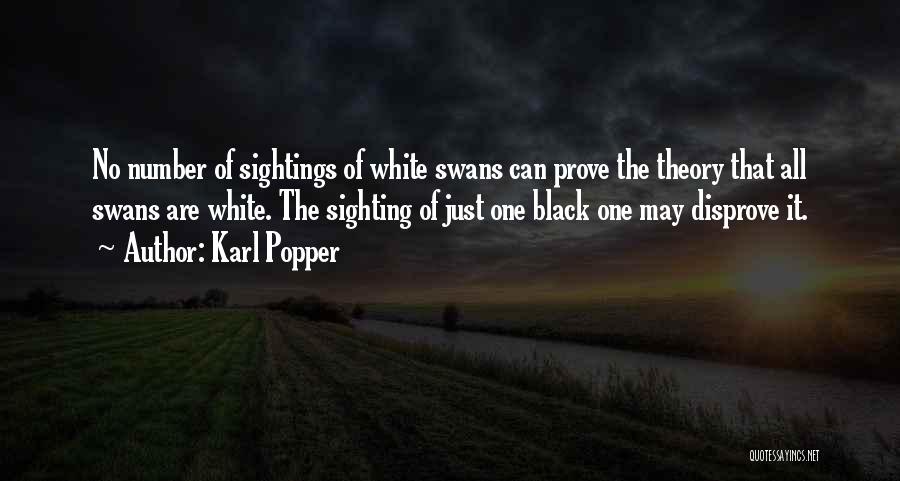 Karl Popper Quotes: No Number Of Sightings Of White Swans Can Prove The Theory That All Swans Are White. The Sighting Of Just