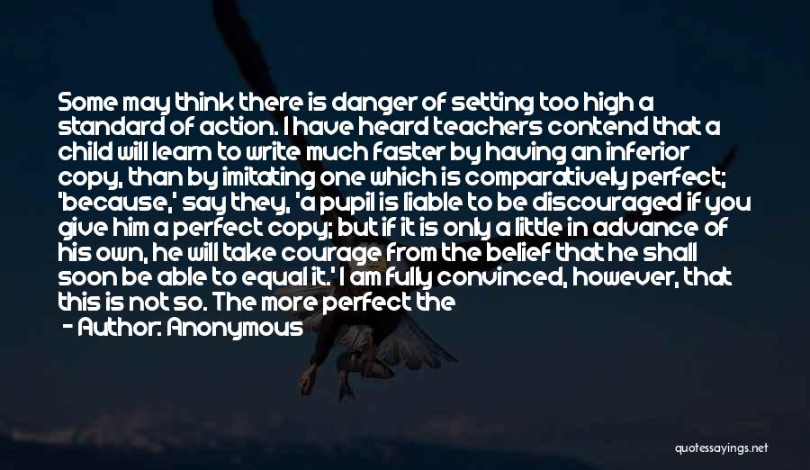 Anonymous Quotes: Some May Think There Is Danger Of Setting Too High A Standard Of Action. I Have Heard Teachers Contend That