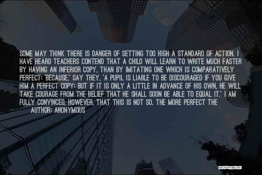 Anonymous Quotes: Some May Think There Is Danger Of Setting Too High A Standard Of Action. I Have Heard Teachers Contend That