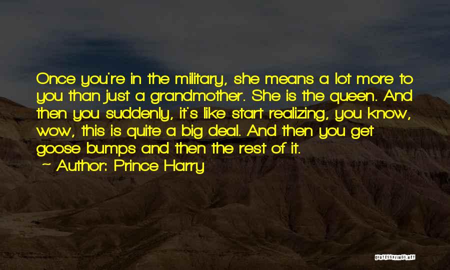 Prince Harry Quotes: Once You're In The Military, She Means A Lot More To You Than Just A Grandmother. She Is The Queen.