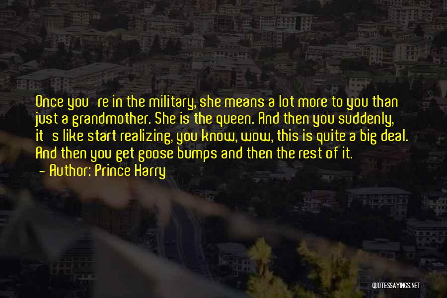 Prince Harry Quotes: Once You're In The Military, She Means A Lot More To You Than Just A Grandmother. She Is The Queen.