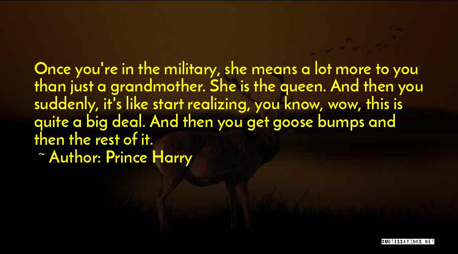 Prince Harry Quotes: Once You're In The Military, She Means A Lot More To You Than Just A Grandmother. She Is The Queen.