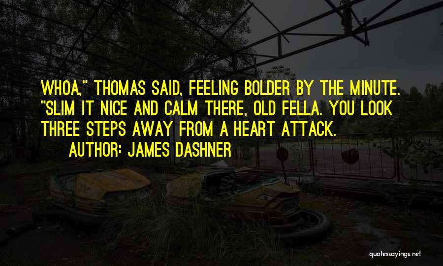 James Dashner Quotes: Whoa, Thomas Said, Feeling Bolder By The Minute. Slim It Nice And Calm There, Old Fella. You Look Three Steps