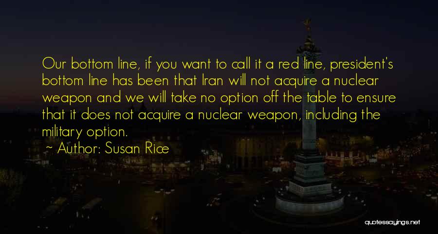 Susan Rice Quotes: Our Bottom Line, If You Want To Call It A Red Line, President's Bottom Line Has Been That Iran Will