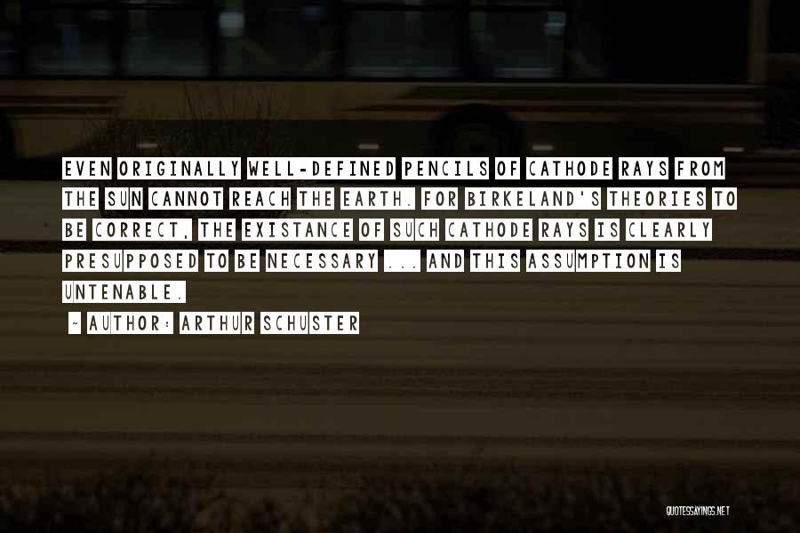 Arthur Schuster Quotes: Even Originally Well-defined Pencils Of Cathode Rays From The Sun Cannot Reach The Earth. For Birkeland's Theories To Be Correct,