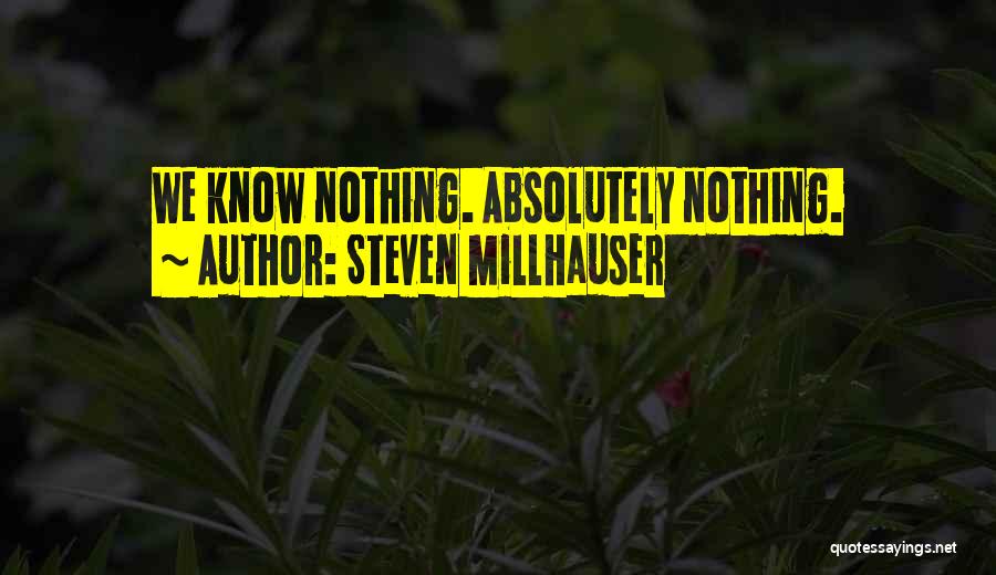 Steven Millhauser Quotes: We Know Nothing. Absolutely Nothing.