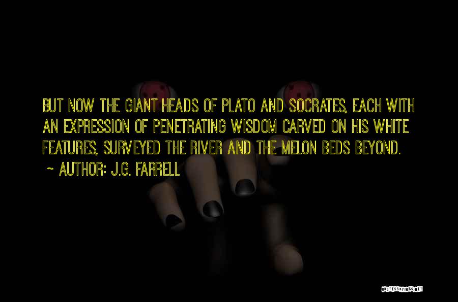 J.G. Farrell Quotes: But Now The Giant Heads Of Plato And Socrates, Each With An Expression Of Penetrating Wisdom Carved On His White
