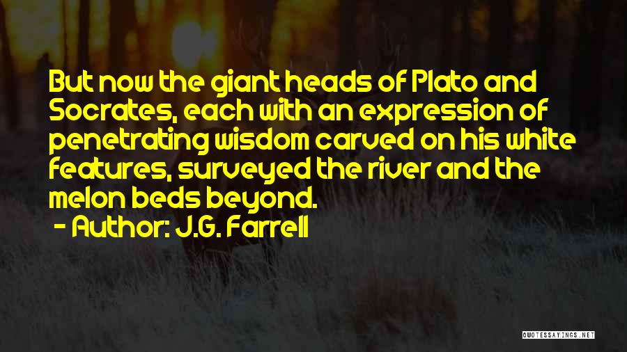 J.G. Farrell Quotes: But Now The Giant Heads Of Plato And Socrates, Each With An Expression Of Penetrating Wisdom Carved On His White