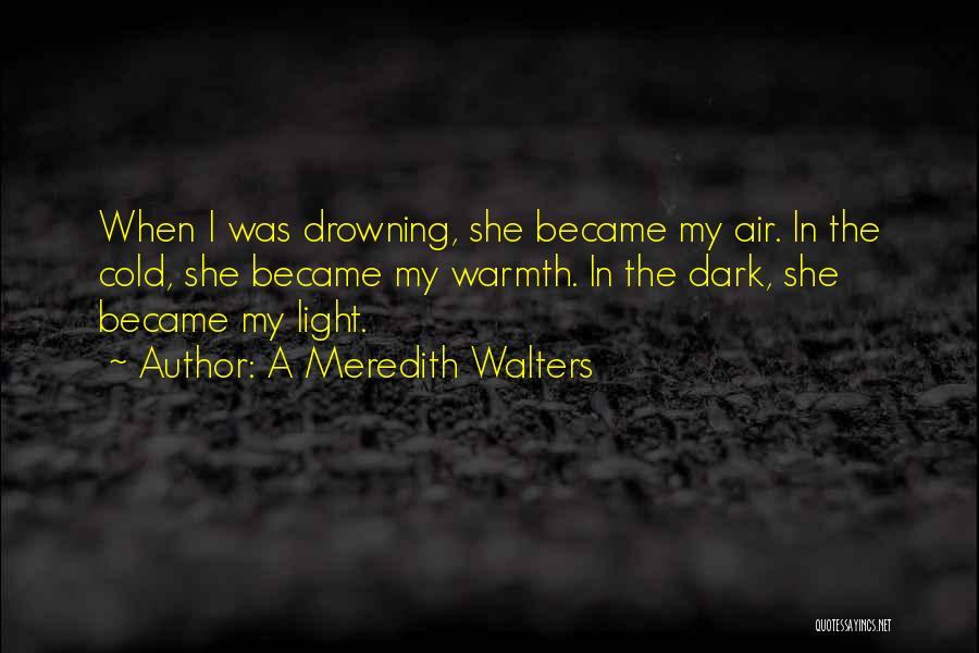 A Meredith Walters Quotes: When I Was Drowning, She Became My Air. In The Cold, She Became My Warmth. In The Dark, She Became