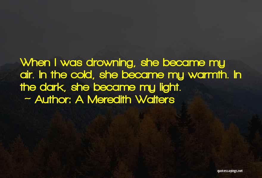 A Meredith Walters Quotes: When I Was Drowning, She Became My Air. In The Cold, She Became My Warmth. In The Dark, She Became