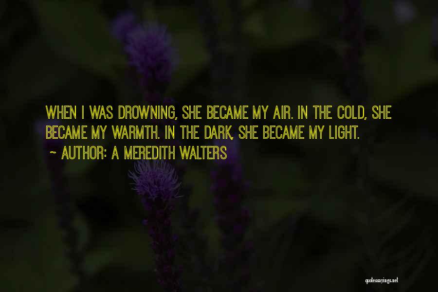 A Meredith Walters Quotes: When I Was Drowning, She Became My Air. In The Cold, She Became My Warmth. In The Dark, She Became