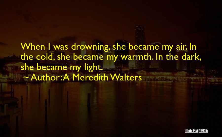 A Meredith Walters Quotes: When I Was Drowning, She Became My Air. In The Cold, She Became My Warmth. In The Dark, She Became