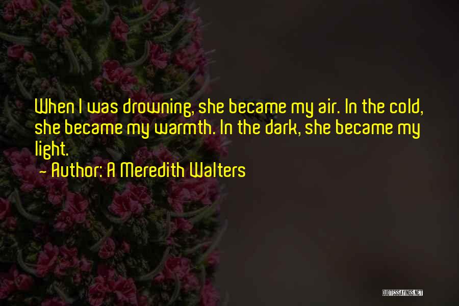 A Meredith Walters Quotes: When I Was Drowning, She Became My Air. In The Cold, She Became My Warmth. In The Dark, She Became