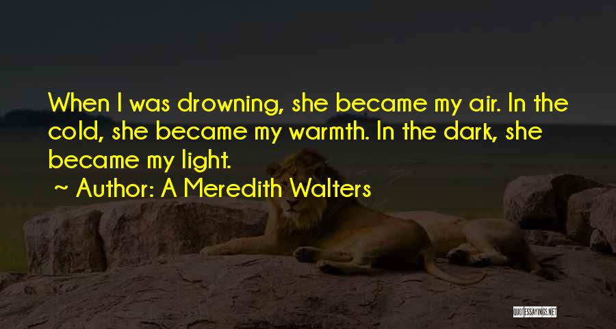 A Meredith Walters Quotes: When I Was Drowning, She Became My Air. In The Cold, She Became My Warmth. In The Dark, She Became