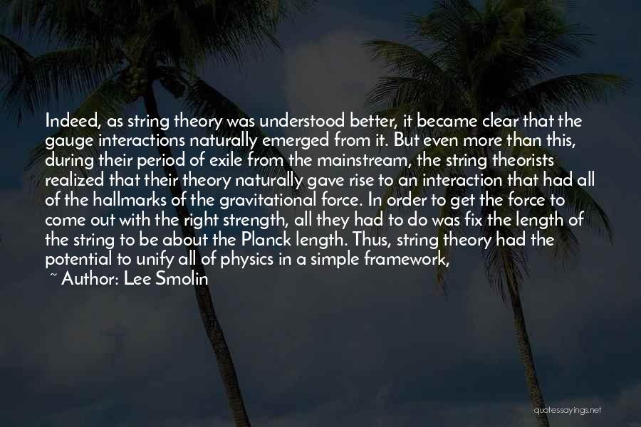 Lee Smolin Quotes: Indeed, As String Theory Was Understood Better, It Became Clear That The Gauge Interactions Naturally Emerged From It. But Even