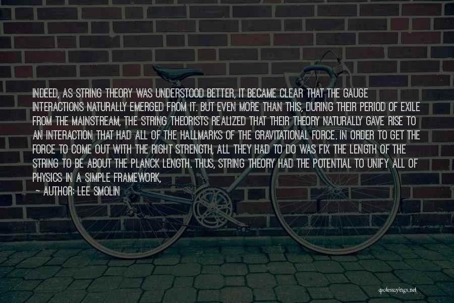 Lee Smolin Quotes: Indeed, As String Theory Was Understood Better, It Became Clear That The Gauge Interactions Naturally Emerged From It. But Even