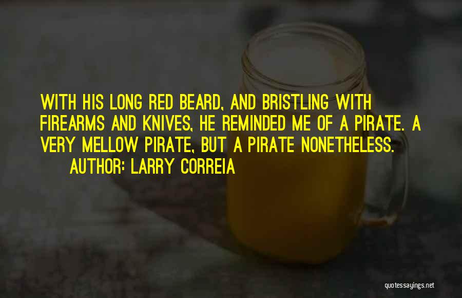 Larry Correia Quotes: With His Long Red Beard, And Bristling With Firearms And Knives, He Reminded Me Of A Pirate. A Very Mellow