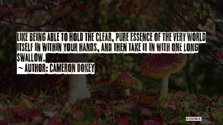 Cameron Dokey Quotes: Like Being Able To Hold The Clear, Pure Essence Of The Very World Itself In Within Your Hands, And Then