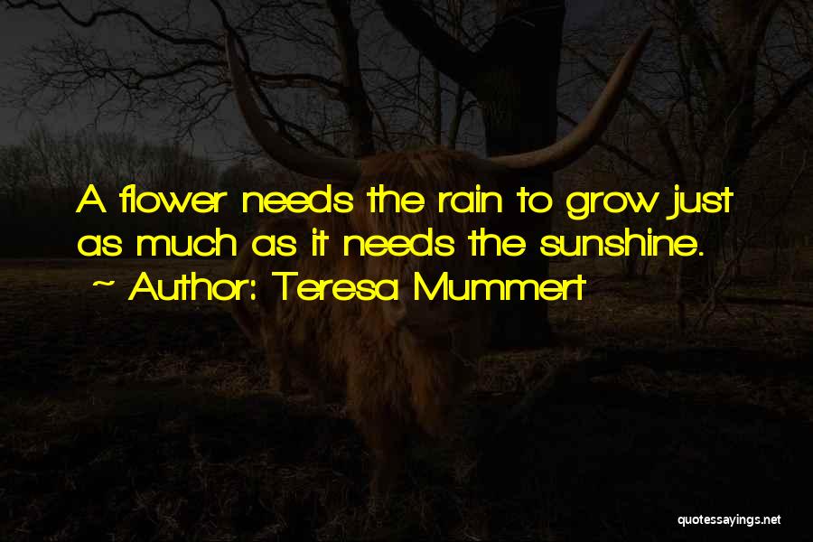 Teresa Mummert Quotes: A Flower Needs The Rain To Grow Just As Much As It Needs The Sunshine.